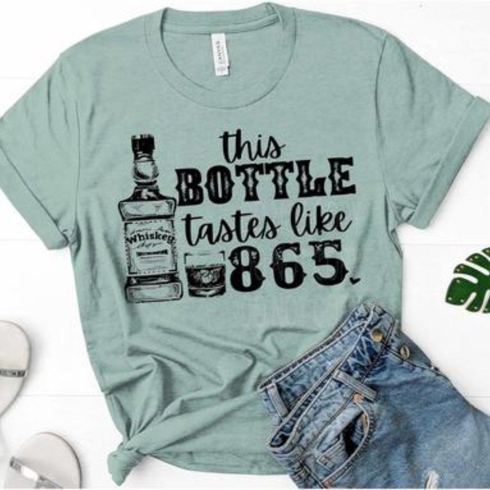 THIS BOTTLE TASTES LIKE 865 Handmade Graphic Tee - Picture 4 of 6